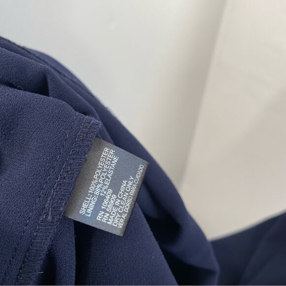 Gianni Bini Navy Blue Ruffle Hem Wide Leg Jumpsuit 0 - Picture 11 of 12